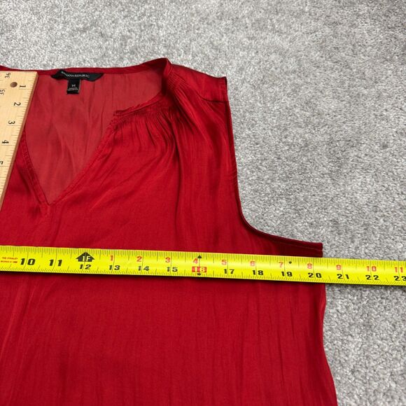 Banana Republic Satin Blouse Tank Top Womens Medium Autumn Orange Split Neck - Picture 11 of 12